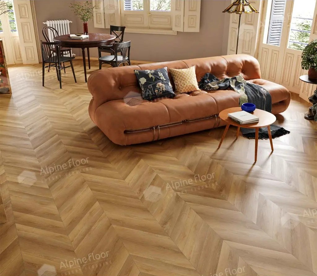 Кварцвиниловый SPC ламинат Alpine Floor Chevron Alpine Баварский лес ECO 18-18 французская елка 600×127×5 фото в интерьере Кварцвиниловый SPC ламинат Alpine Floor Chevron Alpine Баварский лес ECO 18-18 французская елка 600×127×5 фото в интерьере